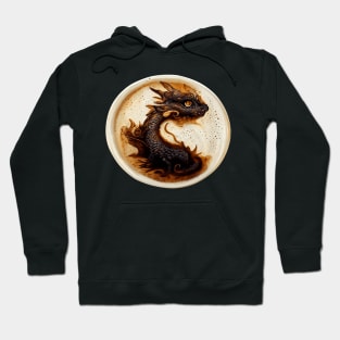 HyperRealistic Of Coffee Art Cute Dragon In Circle Hoodie